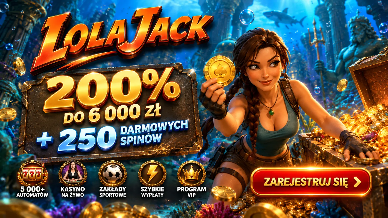 LolaJack Casino — bonus 200% do 6000 zł i 250 darmowych spinów